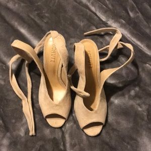 Schutz nude heel with ankles wrap